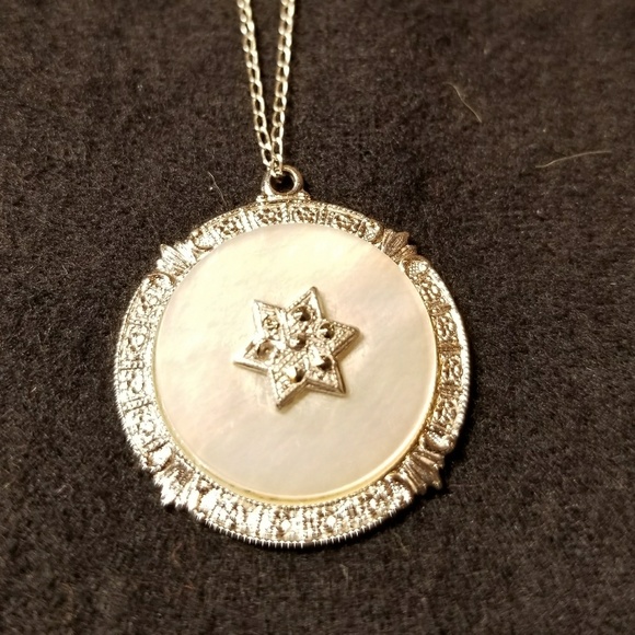 Sterling Silver Antiqued Marcasite Star of David Pendant